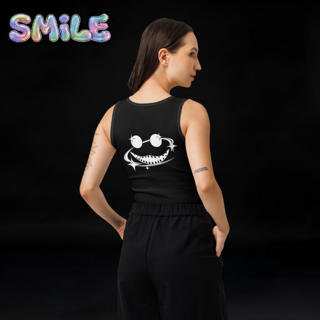 Smile Cotton crop top Black