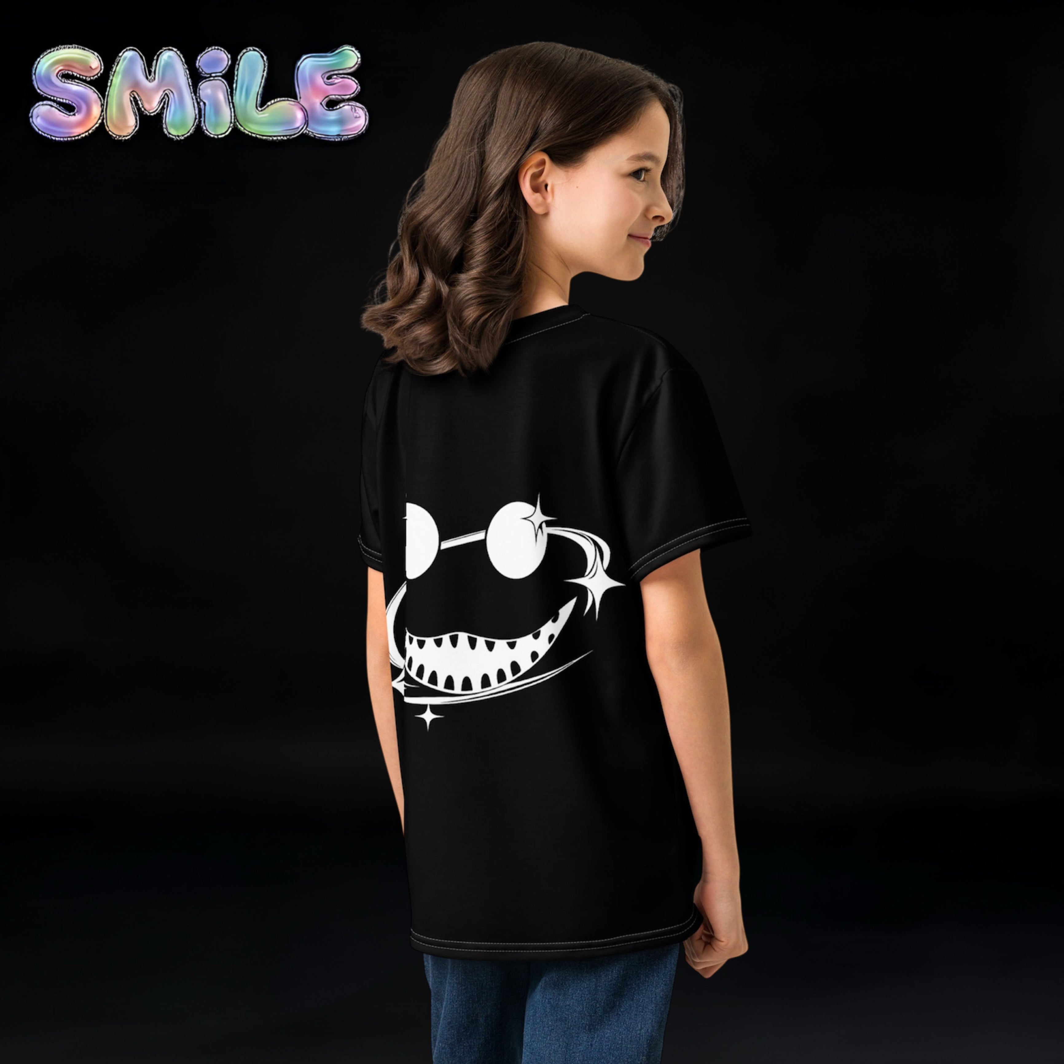 Boys & Girls Smile Teens T-Shirt Black
