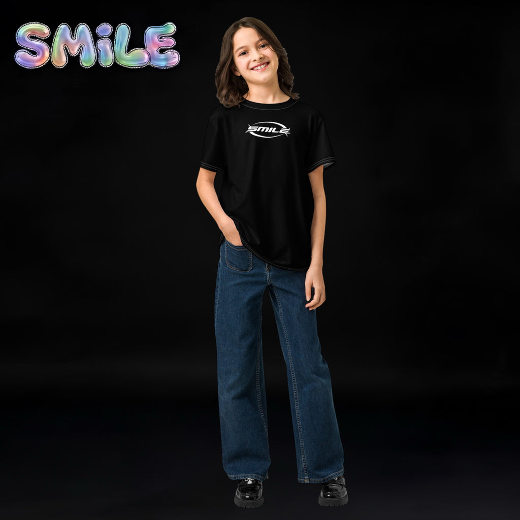 Boys & Girls Smile Teens T-Shirt Black