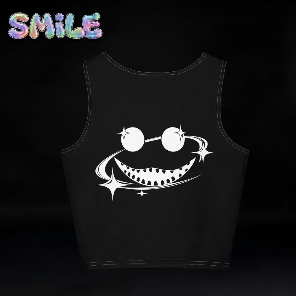 Smile Cotton crop top Black