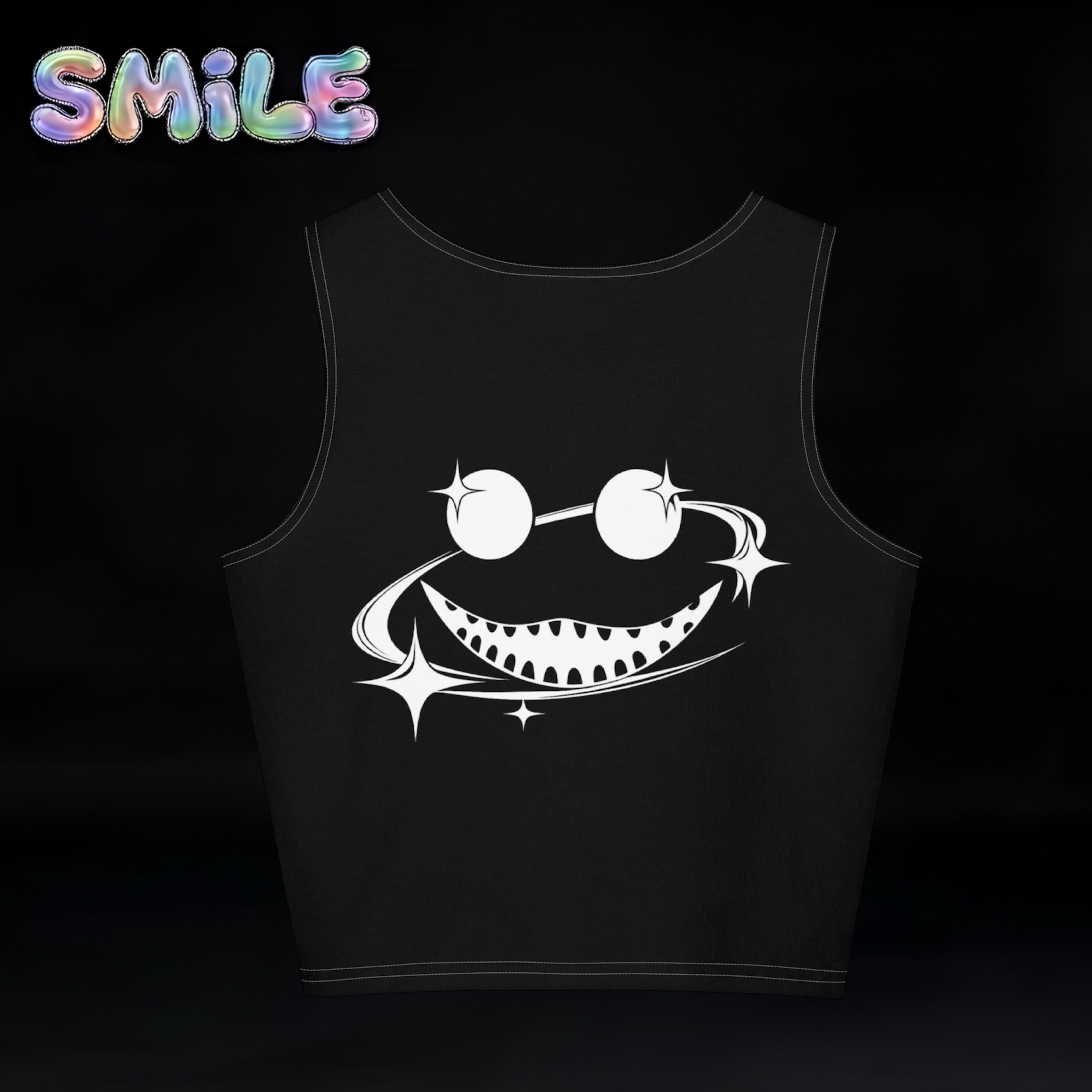 Smile Cotton crop top Black