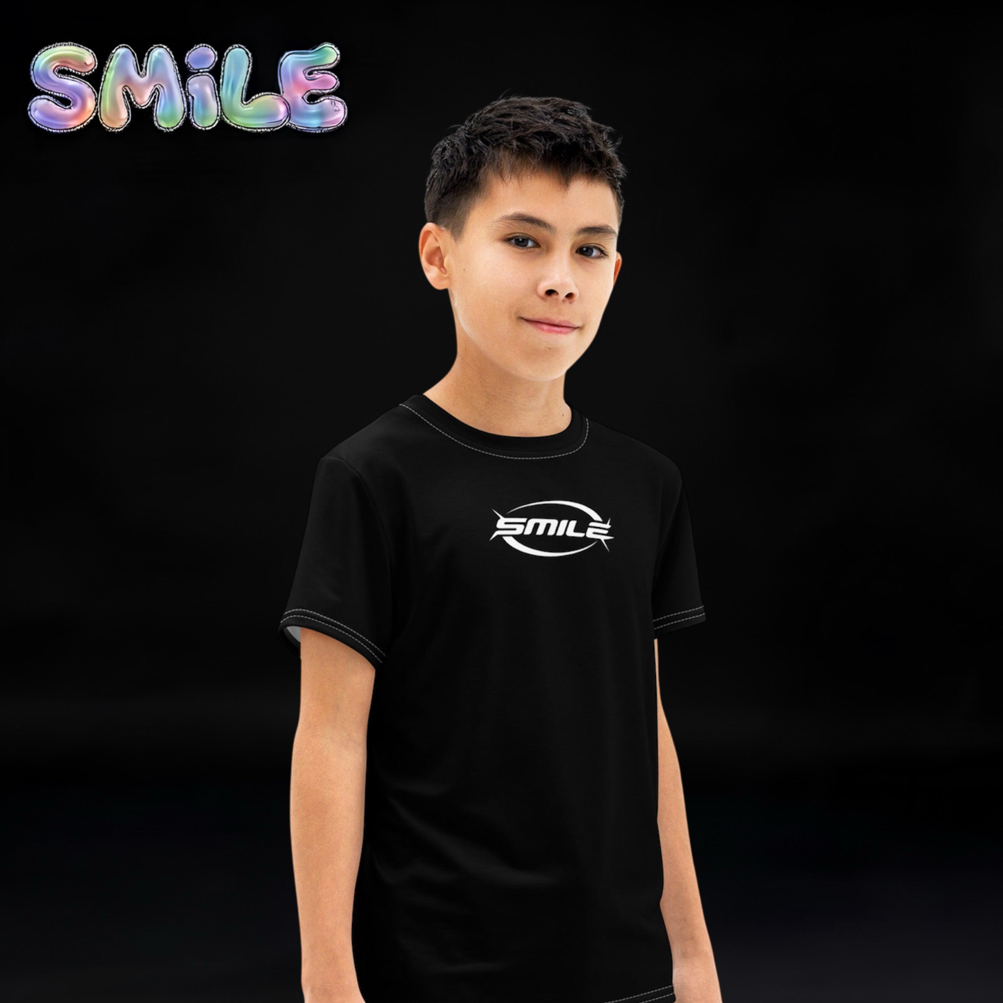 Boys & Girls Smile Teens T-Shirt Black