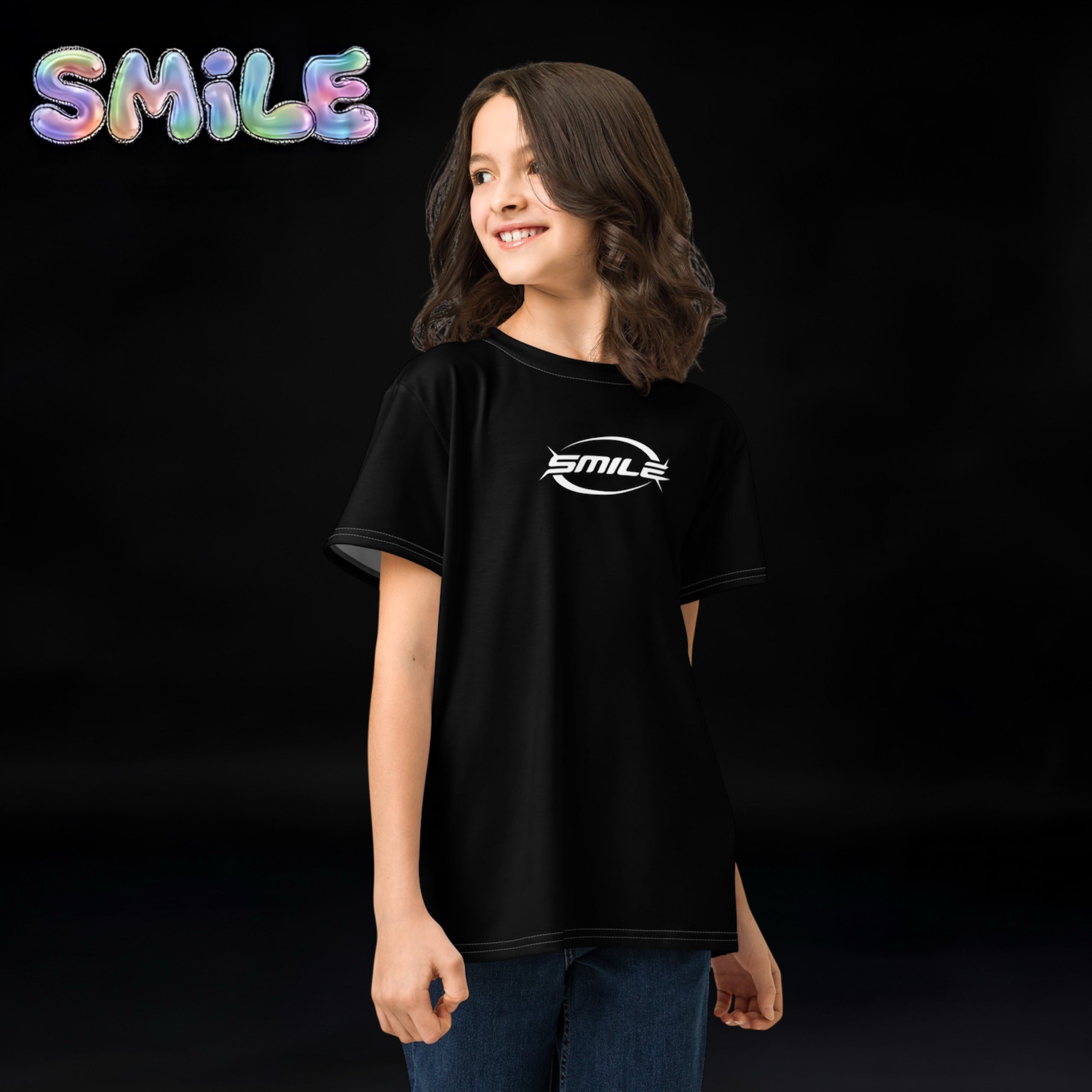 Boys & Girls Smile Teens T-Shirt Black