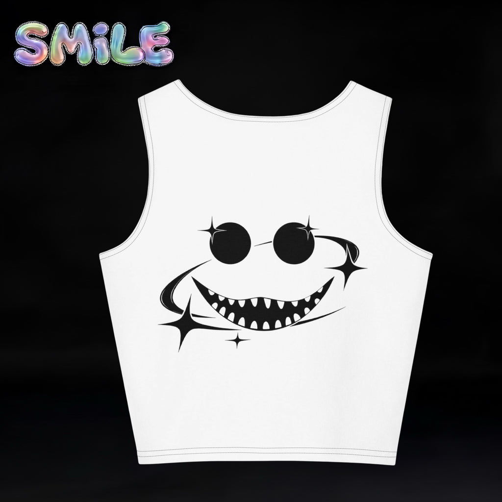 Smile Cotton crop top White